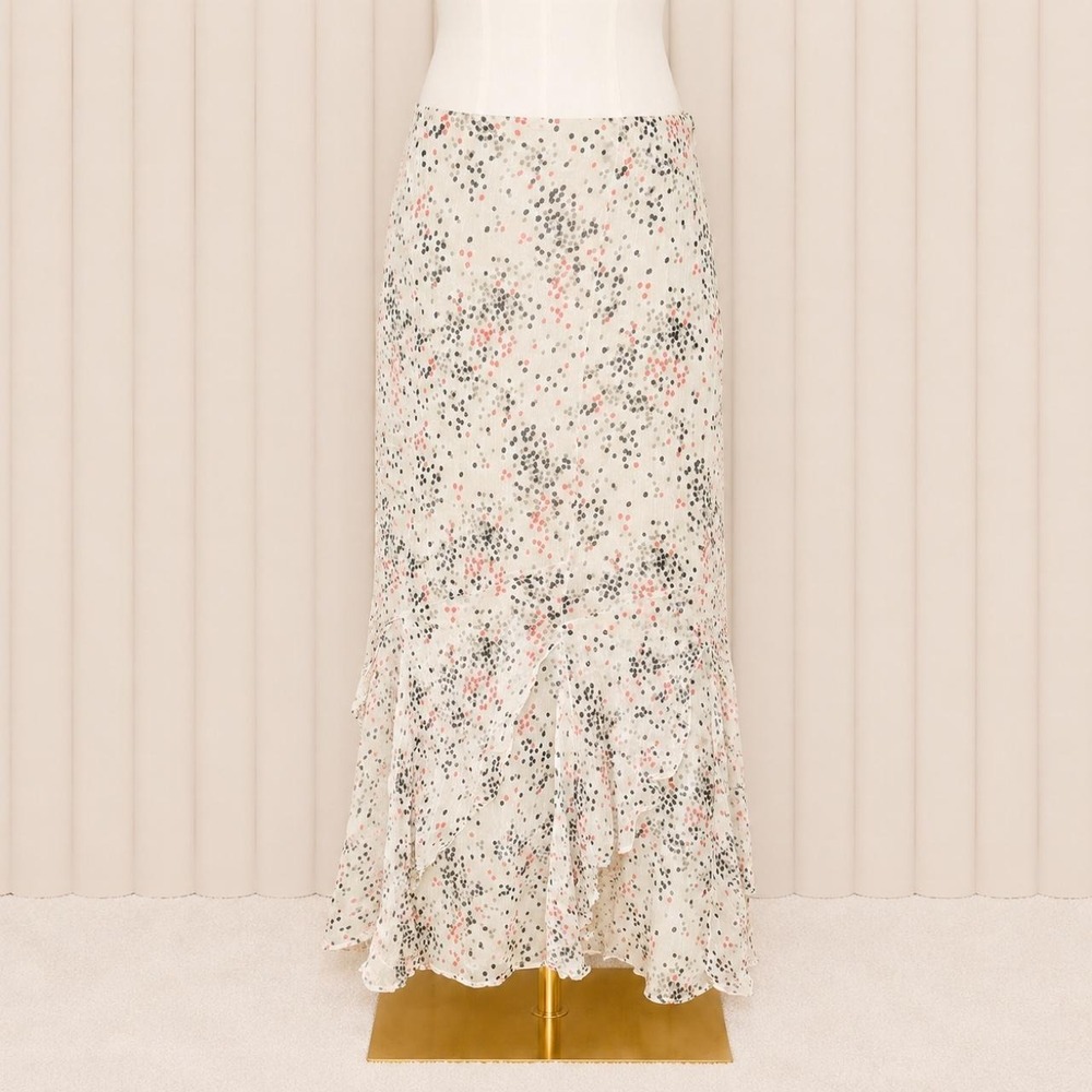 Y2K Sheer Polka Dot Ruffle Maxi Skirt ✨